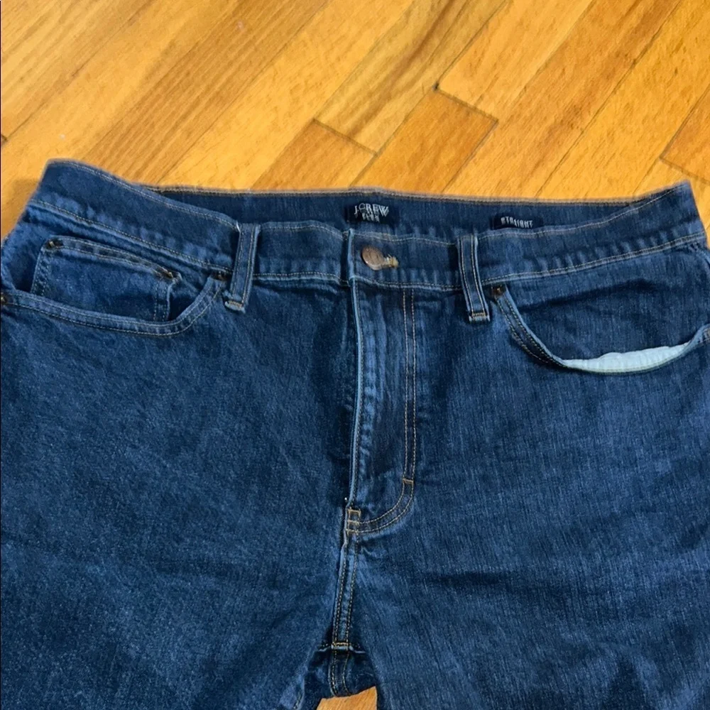 J. Crew Men's Straight Jeans - Dark Blue